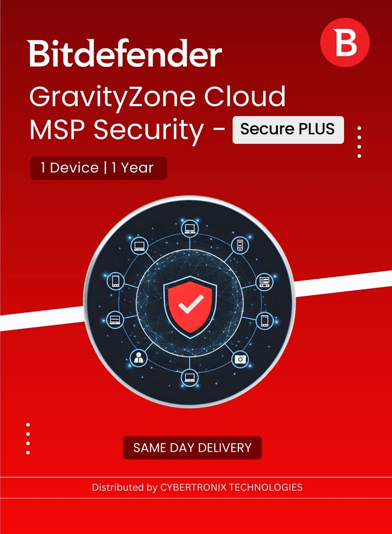 Bitdefender GravityZone Cloud MSP Security - Secure PLUS 1 Device for 1 Year | Digital License | SAME DAY DELIVERY